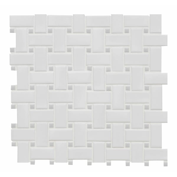 Msi White And Gray Matte SAMPLE Basketweave Porcelain Mosaic Tile ZOR-MD-0413-SAM - main